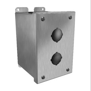 HAMMOND 1437S16B Pushbutton Enclosure, 2 Holes, 30mm, 6 x 4 x 5 Inch Size, Wall Mount, 316 Stainless Steel | CV7JRA