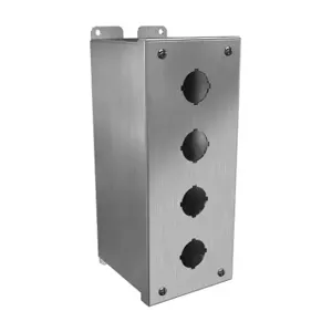 HAMMOND 1437S16D Pushbutton Enclosure, 4 Holes, 30mm, 10 x 4 x 5 Inch Size, Wall Mount | CV7JRC