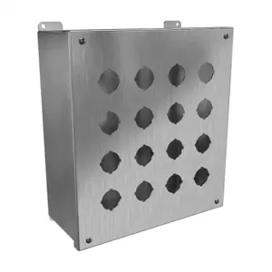 HAMMOND 1437S16S Pushbutton Enclosure, 16 Holes, 30mm, 12 x 11 x 5 Inch Size, Wall Mount | CV7JRD