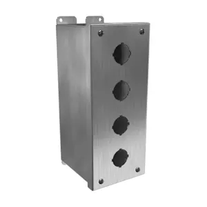 HAMMOND 1437SSD Pushbutton Enclosure, 4 Holes, 30mm, 10 x 4 x 5 Inch Size, Wall Mount | CV7JRH