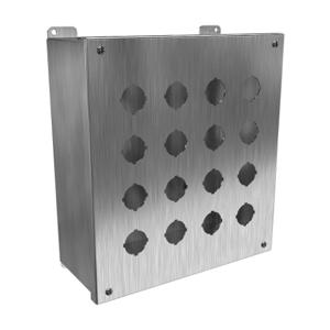 HAMMOND 1437SSS Pushbutton Enclosure, 16 Holes, 30mm, 12 x 11 x 5 Inch Size, Wall Mount | CV7JRJ