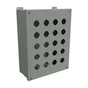 HAMMOND 1437V Pushbutton Enclosure, 20 Holes, 30mm, 14 x 11 x 5 Inch Size, Wall Mount, Carbon Steel | CV7JRK