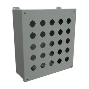 HAMMOND 1437X Pushbutton Enclosure, 25 Holes, 30mm, 14 x 13 x 5 Inch Size, Wall Mount, Carbon Steel | CV7JRL