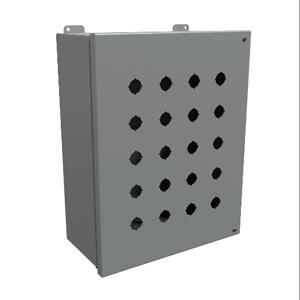 HAMMOND 1489MP20 Pushbutton Enclosure, 20 Holes, 22mm, 15 x 12 x 6 Inch Size, Wall Mount, Carbon Steel | CV7JRP