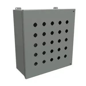 HAMMOND 1489MP25 Pushbutton Enclosure, 25 Holes, 22mm, 15 x 14 x 6 Inch Size, Wall Mount, Carbon Steel | CV7JRQ