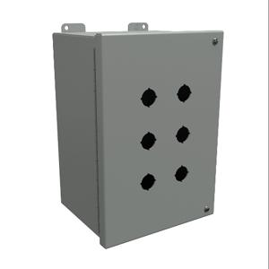 HAMMOND 1489MP6 Pushbutton Enclosure, 6 Holes, 22mm, 11 x 8 x 6 Inch Size, Wall Mount, Carbon Steel | CV7JRW