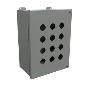 HAMMOND 1489P12 Pushbutton Enclosure, 12 Holes, 30mm, 13 x 10 x 6 Inch Size, Wall Mount, Carbon Steel | CV7JRY