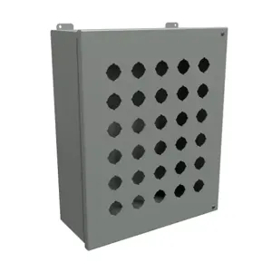 HAMMOND 1489P30 Pushbutton Enclosure, 30 Holes, 30mm, 18 x 14 x 6 Inch Size, Wall Mount, Carbon Steel | CV7JTC