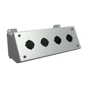 HAMMOND 1490D4 Pushbutton Consolet, 4 Holes, 30mm, 4 x 10 x 5 Inch Size, Desktop Or Pedestal Mount | CV7FVB