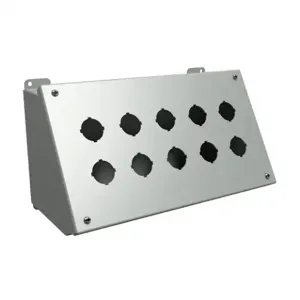 HAMMOND 1490G10 Pushbutton Consolet, 10 Holes, 30mm, 7 x 13 x 7 Inch Size, Desktop Or Pedestal Mount | CV7FVC