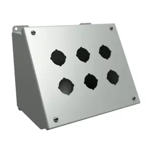 HAMMOND 1490G6 Pushbutton Consolet, 6 Holes, 30mm, 7 x 9 x 7 Inch Size, Desktop Or Pedestal Mount | CV7FVG