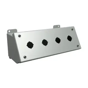 HAMMOND 1490MD4 Pushbutton Consolet, 4 Holes, 22mm, 4 x 10 x 5 Inch Size, Desktop Or Pedestal Mount | CV7FVU