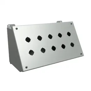 HAMMOND 1490MG10 Pushbutton Consolet, 10 Holes, 22mm, 7 x 13 x 7 Inch Size, Desktop Or Pedestal Mount | CV7FVV