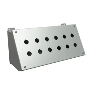 HAMMOND 1490MG12 Pushbutton Consolet, 12 Holes, 22mm, 7 x 16 x 7 Inch Size, Desktop Or Pedestal Mount | CV7FVW