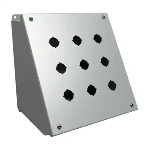 HAMMOND 1490MH9 Pushbutton Consolet, 9 Holes, 22mm, 9 x 9 x 8 Inch Size, Desktop Or Pedestal Mount | CV7FWB