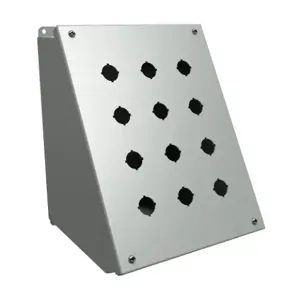 HAMMOND 1490MJ12 Pushbutton Consolet, 12 Holes, 22mm, 11 x 9 x 9 Inch Size, Desktop Or Pedestal Mount | CV7FWC