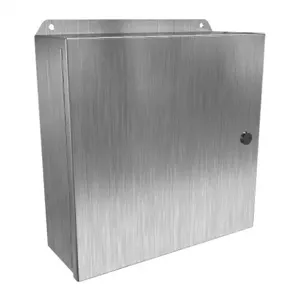 HAMMOND EJ12124SS Enclosure, 12 x 12 x 4 Inch Size, Wall Mount, 304 Stainless Steel, #4 Brush Finish | CV7KBJ