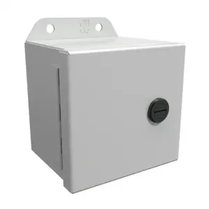 HAMMOND EJ443LG Enclosure, 4 x 4 x 3 Inch Size, Wall Mount, Carbon Steel, Ral 7035 Light Gray | CV7KDJ