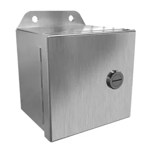 HAMMOND EJ443S16 Enclosure, 4 x 4 x 3 Inch Size, Wall Mount, 316 Stainless Steel, #4 Brush Finish | CV7KDK