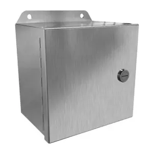 HAMMOND EJ664S16 Enclosure, 6 x 6 x 4 Inch Size, Wall Mount, 316 Stainless Steel, #4 Brush Finish | CV7KEG