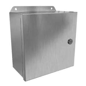 HAMMOND EJ884S16 Enclosure, 8 x 8 x 4 Inch Size, Wall Mount, 316 Stainless Steel, #4 Brush Finish | CV7KFC