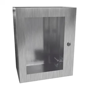 HAMMOND EN4SD201610WSS Enclosure, 20 x 16 x 10 Inch Size, Wall Mount, 304 Stainless Steel, #4 Brush Finish | CV7KHV