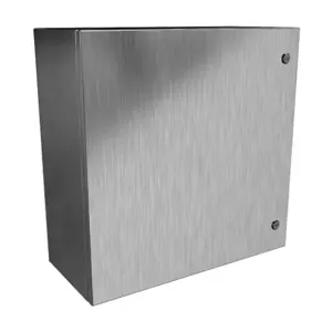 HAMMOND EN4SD242410S16 Enclosure, 24 x 24 x 10 Inch Size, Wall Mount, 316 Stainless Steel, #4 Brush Finish | CV7KMX