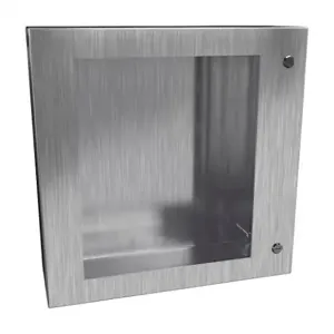 HAMMOND EN4SD24248WSS Enclosure, 24 x 24 x 8 Inch Size, Wall Mount, 304 Stainless Steel, #4 Brush Finish | CV7KPD