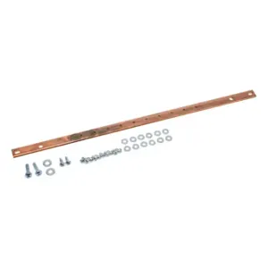 HAMMOND GRDBAR19 Horizontal Rack-Mount Busbar, 19 Inch Length, #10-32 Tapped Holes And 5/16 Inch Holes | CV7DYL