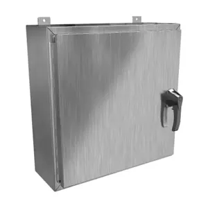 HAMMOND HW24248S16HK Enclosure, 24 x 24 x 8 Inch Size, Wall Mount, 316 Stainless Steel, #4 Brush Finish | CV7KYU