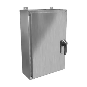 HAMMOND HW30208S16HK Enclosure, 30 x 20 x 8 Inch Size, Wall Mount, 316 Stainless Steel, #4 Brush Finish | CV7KZA