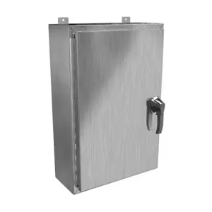 HAMMOND HW30208SSHK Enclosure, 30 x 20 x 8 Inch Size, Wall Mount, 304 Stainless Steel, #4 Brush Finish | CV7KZB