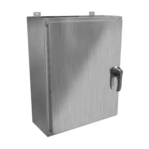 HAMMOND HW302410S16HK Enclosure, 30 x 24 x 10 Inch Size, Wall Mount, 316 Stainless Steel, #4 Brush Finish | CV7KZD