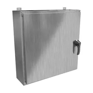 HAMMOND HW30308S16HK Enclosure, 30 x 30 x 8 Inch Size, Wall Mount, 316 Stainless Steel, #4 Brush Finish | CV7KZR