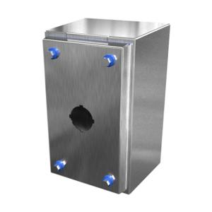 HAMMOND HYPB1SS Sanitary Pushbutton Enclosure, 1 Hole, 30mm, Slope Top, 8 x 5 x 4 Inch Size, Wall Mount | CV7LAA