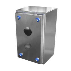 HAMMOND HYPB2SS Sanitary Pushbutton Enclosure, 2 Holes, 30mm, Slope Top, 8 x 5 x 4 Inch Size, Wall Mount | CV7LAB