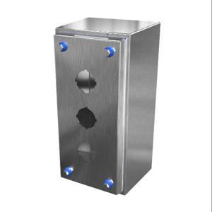 HAMMOND HYPB3SS Sanitary Pushbutton Enclosure, 3 Holes, 30mm, Slope Top, 10 x 5 x 4 Inch Size, Wall Mount | CV7LAC