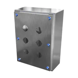 HAMMOND HYPB6SS Sanitary Pushbutton Enclosure, 6 Holes, 30mm, Slope Top, 12 x 9 x 4 Inch Size, Wall Mount | CV7LAF