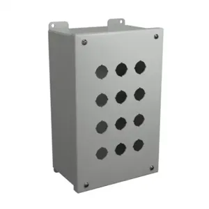 HAMMOND MPB12LG Pushbutton Enclosure, 12 Holes, 22mm, 11 x 7 x 4 Inch Size, Wall Mount, Carbon Steel | CV7LDQ