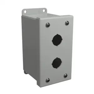 HAMMOND MPB2LG Pushbutton Enclosure, 2 Holes, 22mm, 5 x 3 x 4 Inch Size, Wall Mount, Carbon Steel | CV7LDU