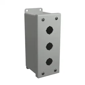 HAMMOND MPB3LG Pushbutton Enclosure, 3 Holes, 22mm, 7 x 3 x 4 Inch Size, Wall Mount, Carbon Steel | CV7LDW