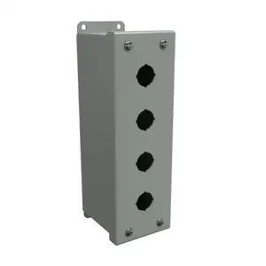 HAMMOND MPB4 Pushbutton Enclosure, 4 Holes, 22mm, 9 x 3 x 4 Inch Size, Wall Mount, Carbon Steel | CV7LDX