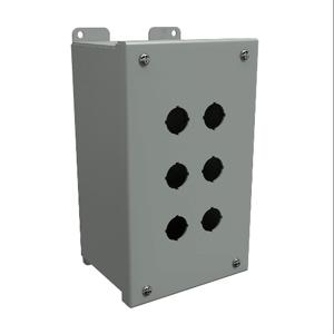 HAMMOND MPB6 Pushbutton Enclosure, 6 Holes, 22mm, 9 x 5 x 4.5 Inch Size, Wall Mount, Carbon Steel | CV7LDZ