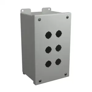 HAMMOND MPB6LG Pushbutton Enclosure, 6 Holes, 22mm, 9 x 5 x 4 Inch Size, Wall Mount, Carbon Steel | CV7LEA