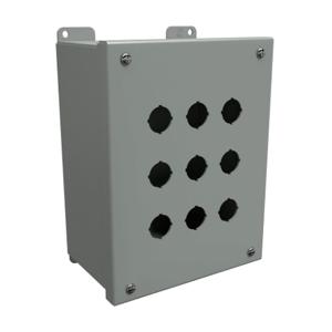 HAMMOND MPB9 Pushbutton Enclosure, 9 Holes, 22mm, 9 x 7 x 4.5 Inch Size, Wall Mount, Carbon Steel | CV7LEB