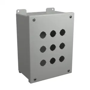 HAMMOND MPB9LG Pushbutton Enclosure, 9 Holes, 22mm, 9 x 7 x 4 Inch Size, Wall Mount, Carbon Steel | CV7LEC