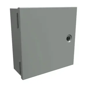 HAMMOND N1J10104 Enclosure, 10 x 10 x 4 Inch Size, Wall Mount, Carbon Steel, Ansi 61 Gray | CV7LFD