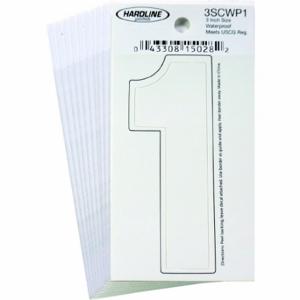 HARDLINE PRODUCTS 3SCWP1 Zahlenaufkleber, 3 Zoll Zeichenhöhe, weiß, Vinyl, gestanzt, 10 Stück | CR3PUU 65RL19