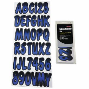 HARDLINE PRODUCTS GBLBKG200 Buchstaben- und Zahlenetiketten, 3 Zoll Zeichenhöhe, Schwarz/Blau, Vinyl, gestanzt | CR3PVQ 48FV34