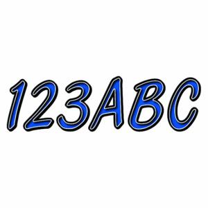 HARDLINE PRODUCTS GBLBKG400 Buchstaben- und Zahlenetiketten, 3 Zoll Zeichenhöhe, Blau/Schwarz, Vinyl, gestanzt | CR3PVZ 48FV60